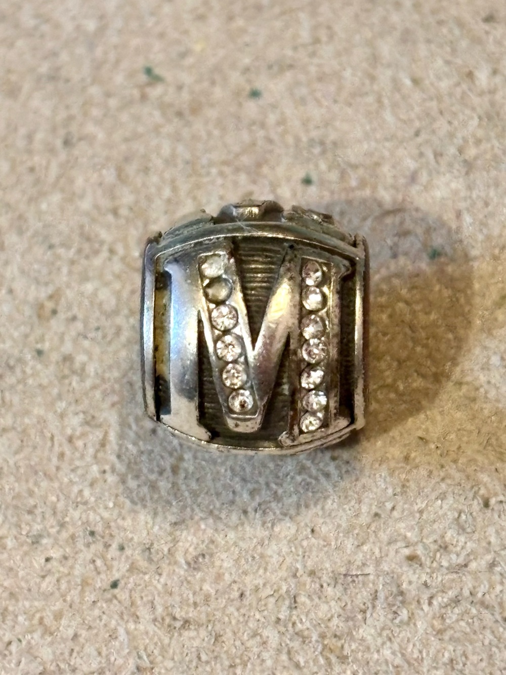 Brighton Alpha Bead letter M Silver initial Clear crystal accents Vintage
